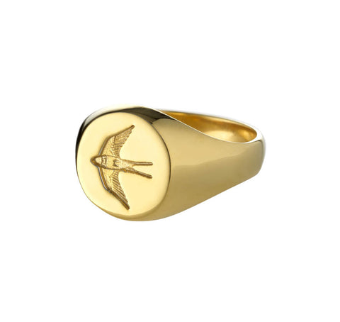 Mens Home Ring in Polished Gold